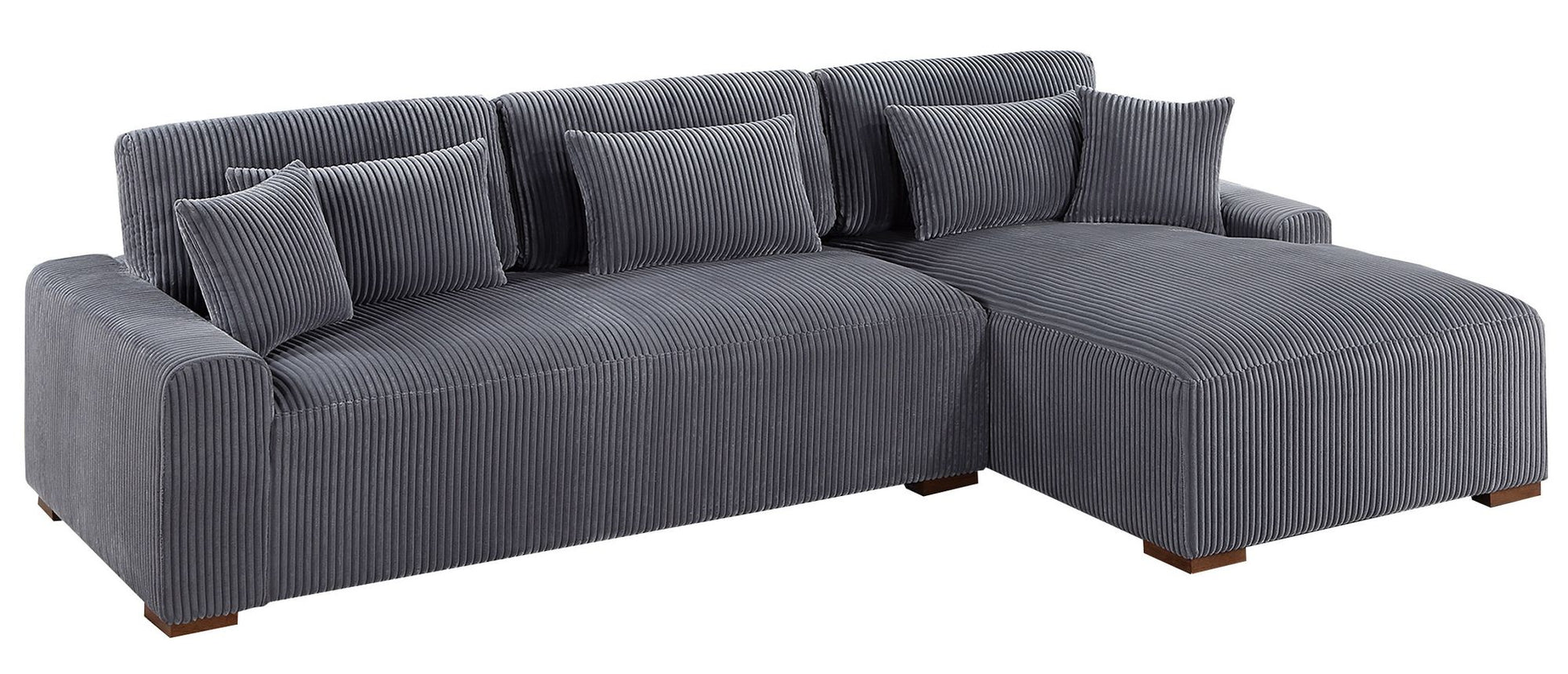 Modern 2pc Sectional Set XL Plush Corduroy Fabric Dark Gray LAF Sofa – photo 8 of 8