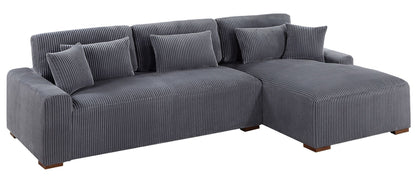 Modern 2pc Sectional Set XL Plush Corduroy Fabric Dark Gray LAF Sofa – photo 8 of 8