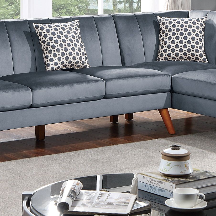 Contemporary 2-Pcs Sectional Set Living Room Furniture Dark Gray – photo 6 of 10