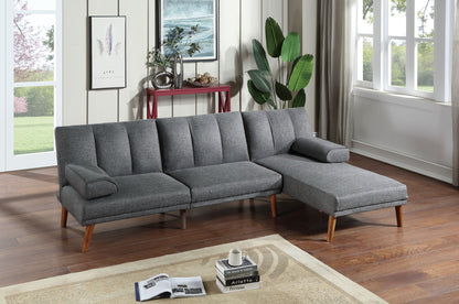 Blue Grey Polyfiber 1pc Adjustable Chaise Bed Living Room Solid wood – photo 6 of 8