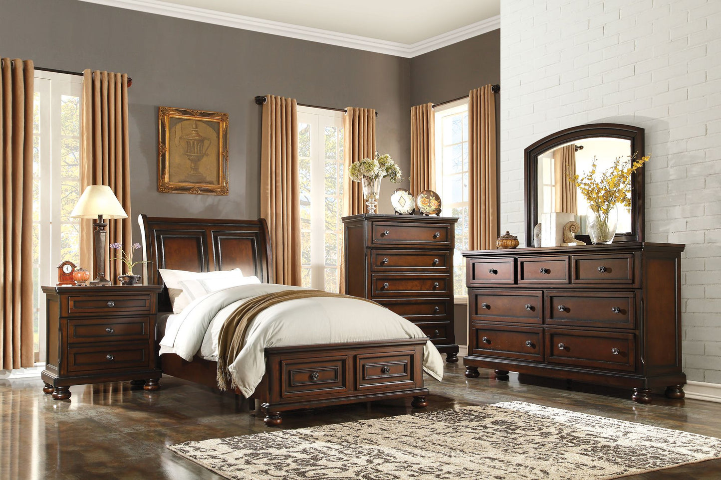 Classic Transitional Dresser of 7 Drawers Brown Cherry Finish Birch – photo 7 of 7