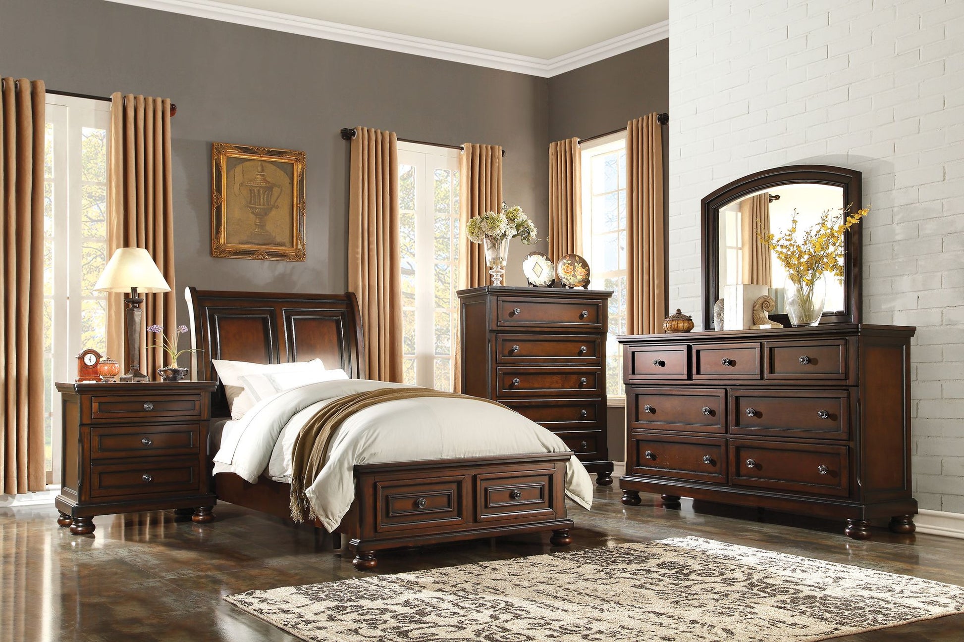 Classic Transitional Dresser of 7 Drawers Brown Cherry Finish Birch – photo 7 of 7