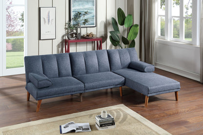 Navy Color Polyfiber 2pc Sectional Sofa Set Living Room Furniture – photo 1 of 17