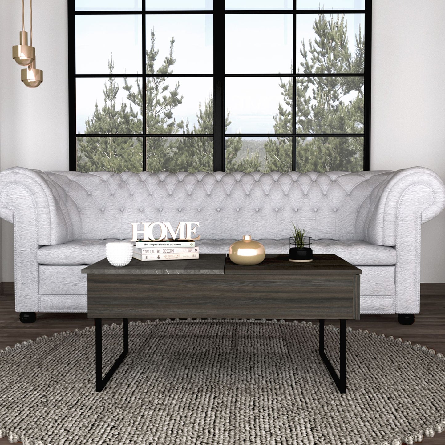 Westover Rectangle Lift Top Coffee Table Carbon Espresso and Onyx – photo 1 of 7