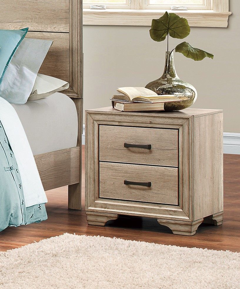 Contemporary Bedroom Furniture 1pc Nightstand of Drawers Natural – photo 1 of 8