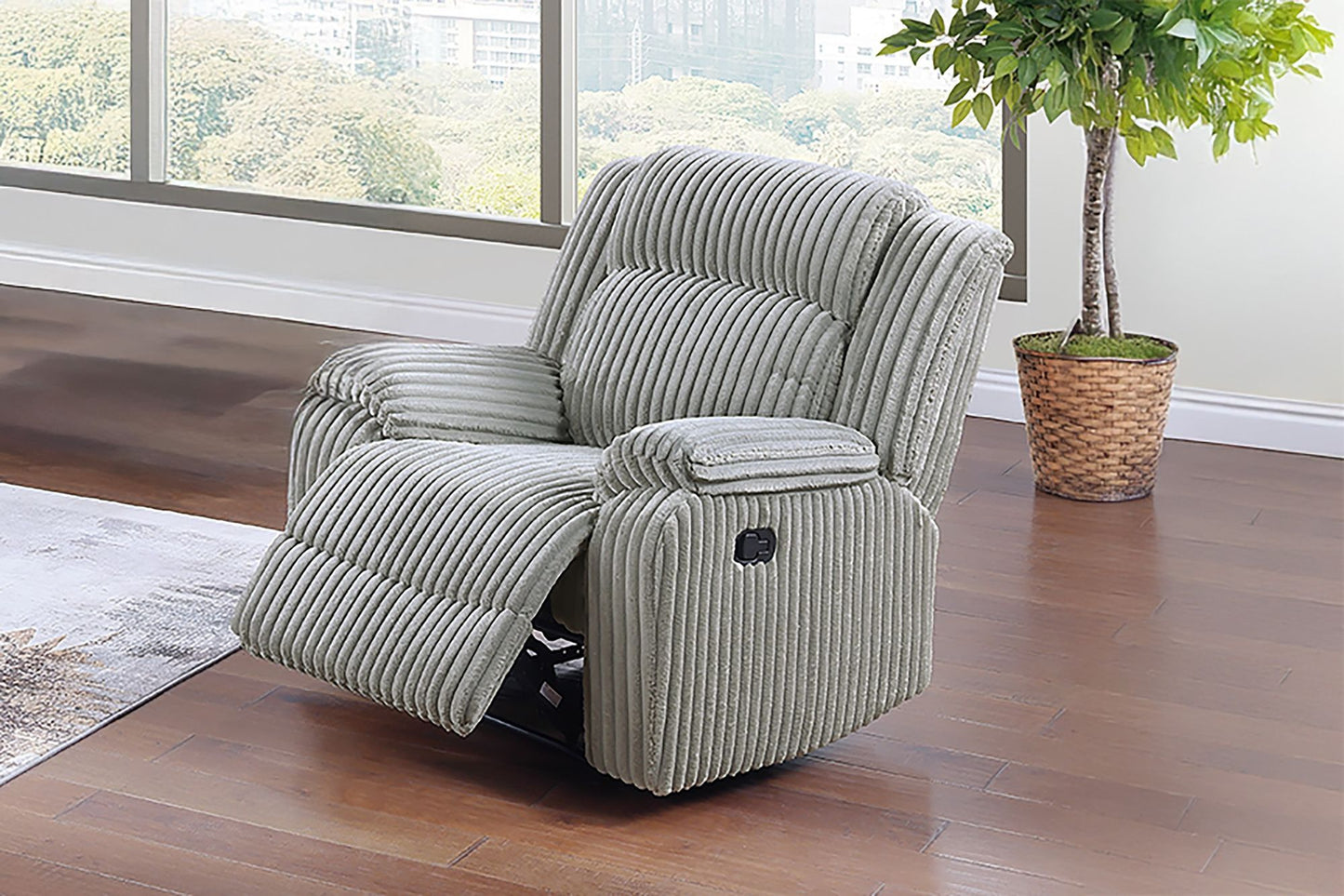 Motion Sofa Loveseat w Console And Recliner Chair Ash Color Fur Like – photo 4 of 20