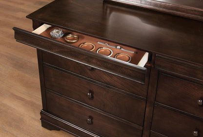 Brown Cherry Finish Louis Phillipe Style Bedroom Furniture – photo 3 of 7
