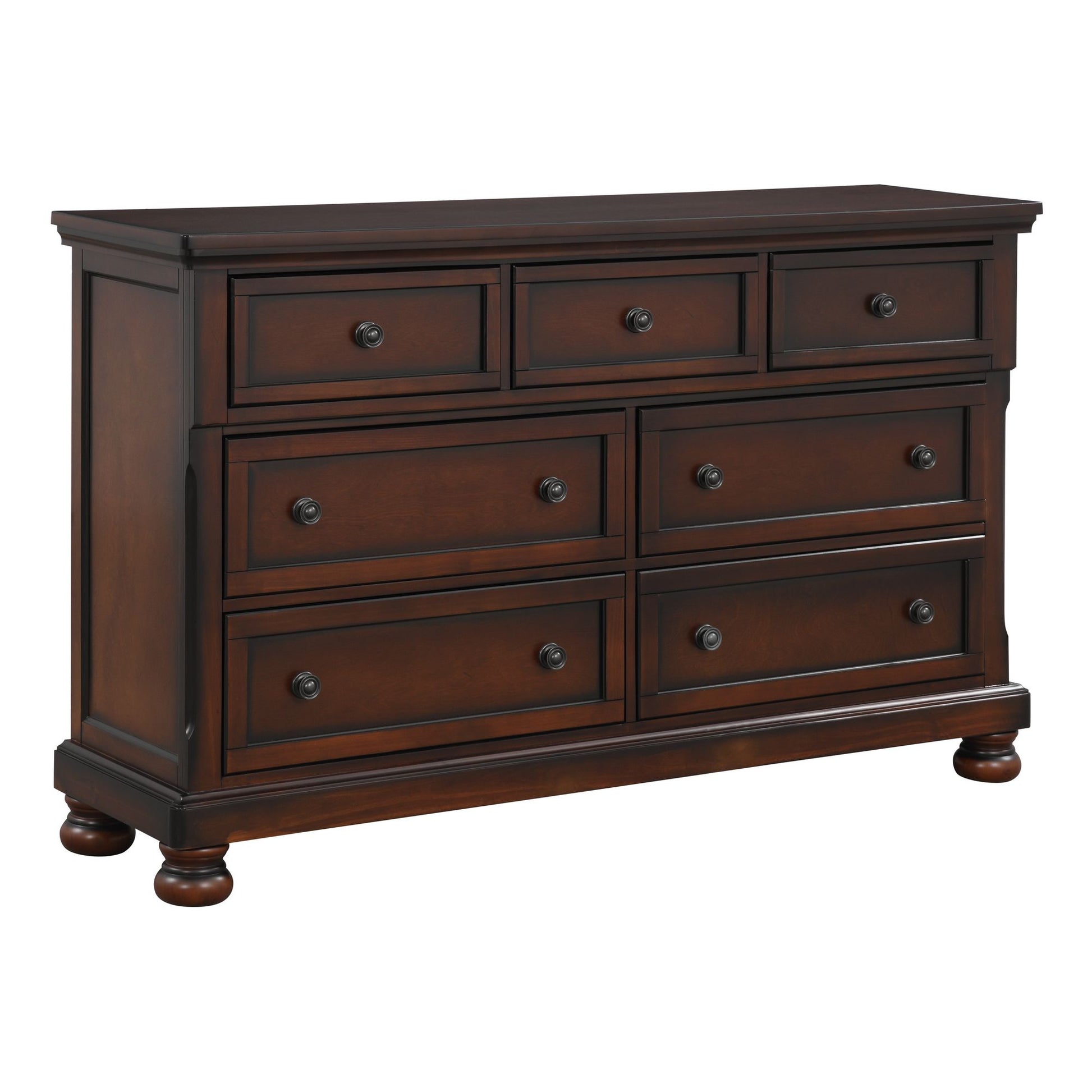 Classic Transitional Dresser of 7 Drawers Brown Cherry Finish Birch – photo 2 of 7