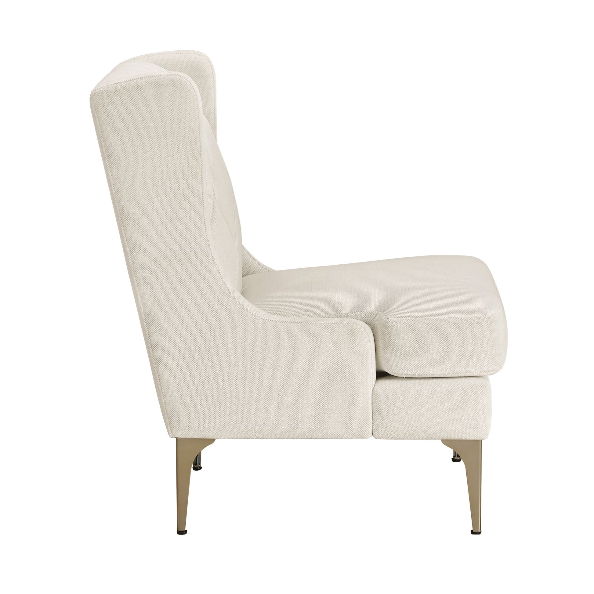 Modern Luxury Taupe Chenille Upholstery Wingback Accent Chair – photo 6 of 11