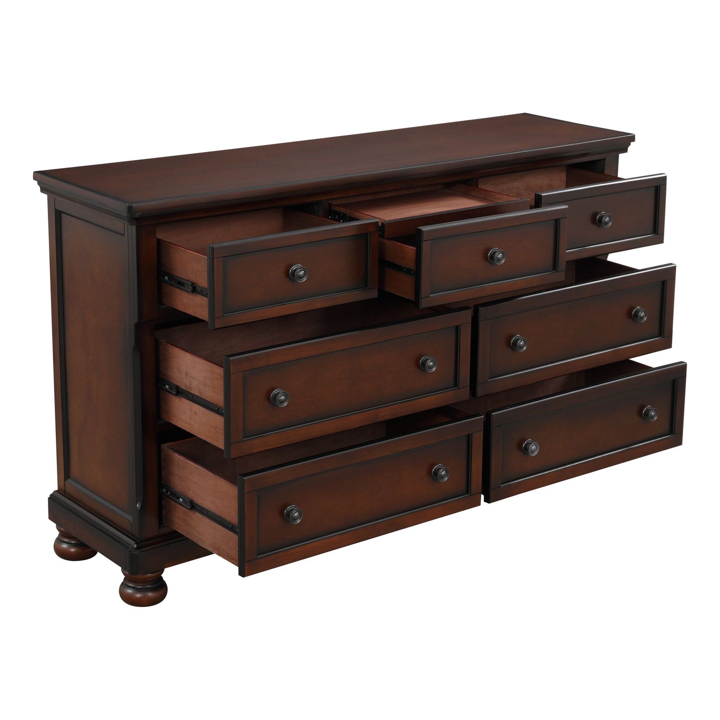 Classic Transitional Dresser of 7 Drawers Brown Cherry Finish Birch – photo 3 of 7