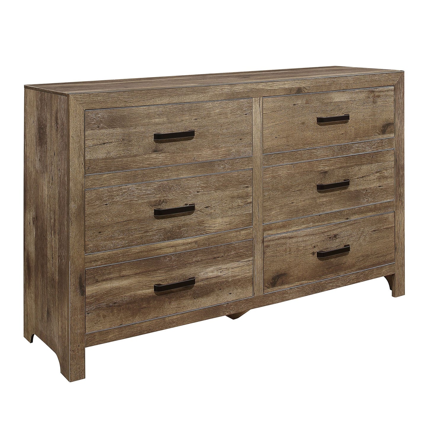 Rustic Style Dresser w 6 Storage Drawers Weathered Pine Finish Wooden – photo 2 of 6