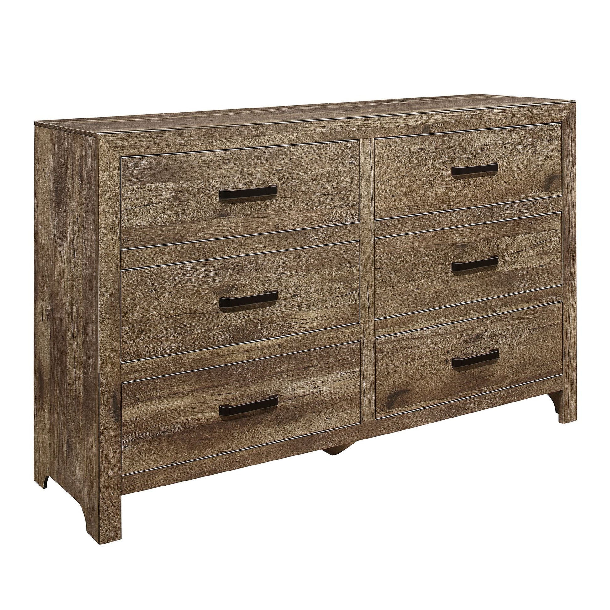 Rustic Style Dresser w 6 Storage Drawers Weathered Pine Finish Wooden – photo 2 of 6