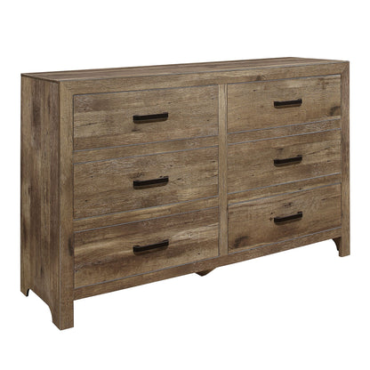 Rustic Style Dresser w 6 Storage Drawers Weathered Pine Finish Wooden – photo 2 of 6