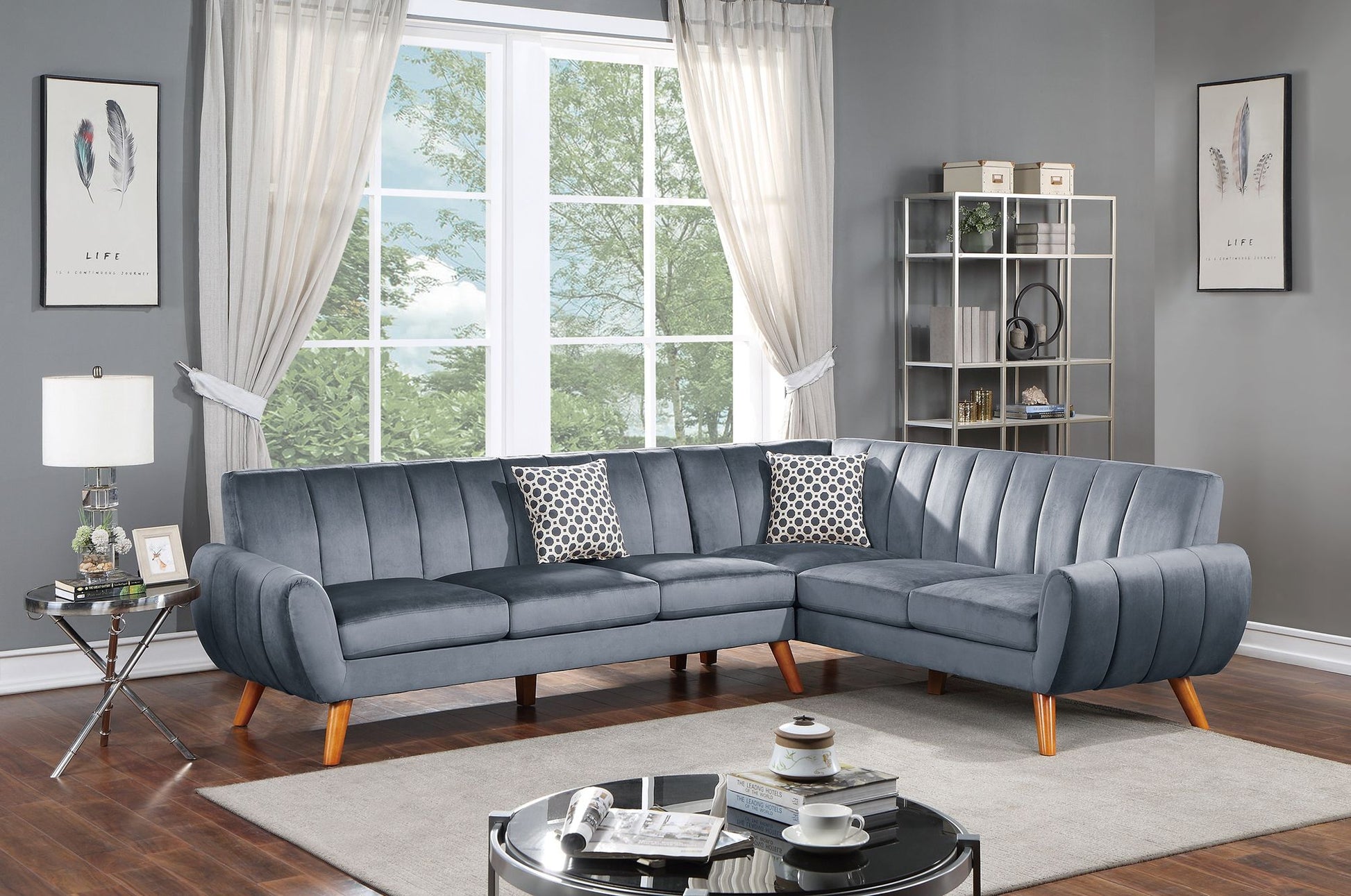Contemporary 2-Pcs Sectional Set Living Room Furniture Dark Gray – photo 1 of 10
