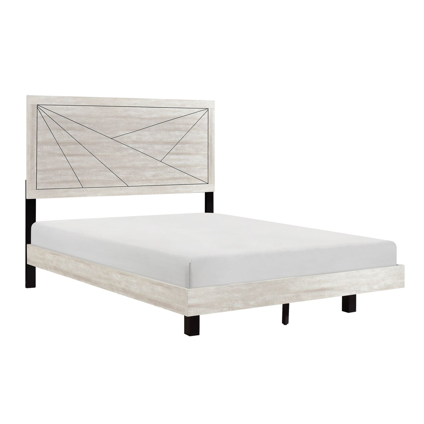 Contemporary Gray Oak Finish Queen Bed Durable Wooden Bedroom – photo 2 of 11