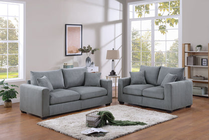 Classic Living Room 2pc Sofa Set Fog Corduroy Sofa And Loveseat – photo 1 of 10