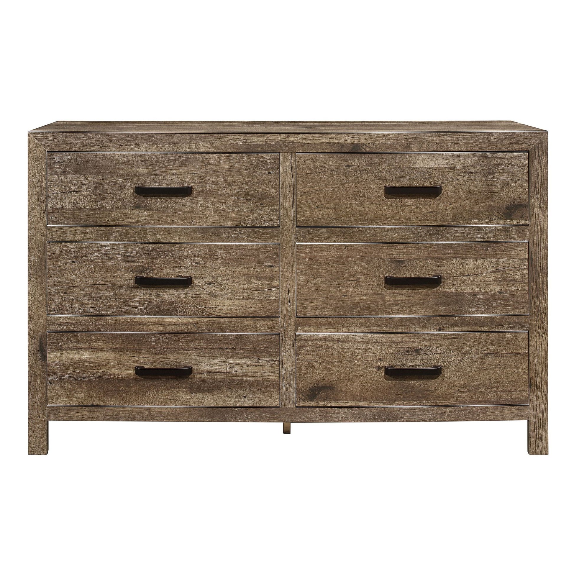 Rustic Style Dresser w 6 Storage Drawers Weathered Pine Finish Wooden – photo 1 of 6