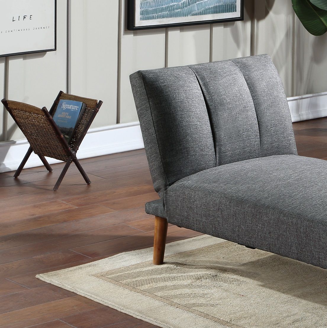Blue Grey Polyfiber 1pc Adjustable Chaise Bed Living Room Solid wood – photo 3 of 8