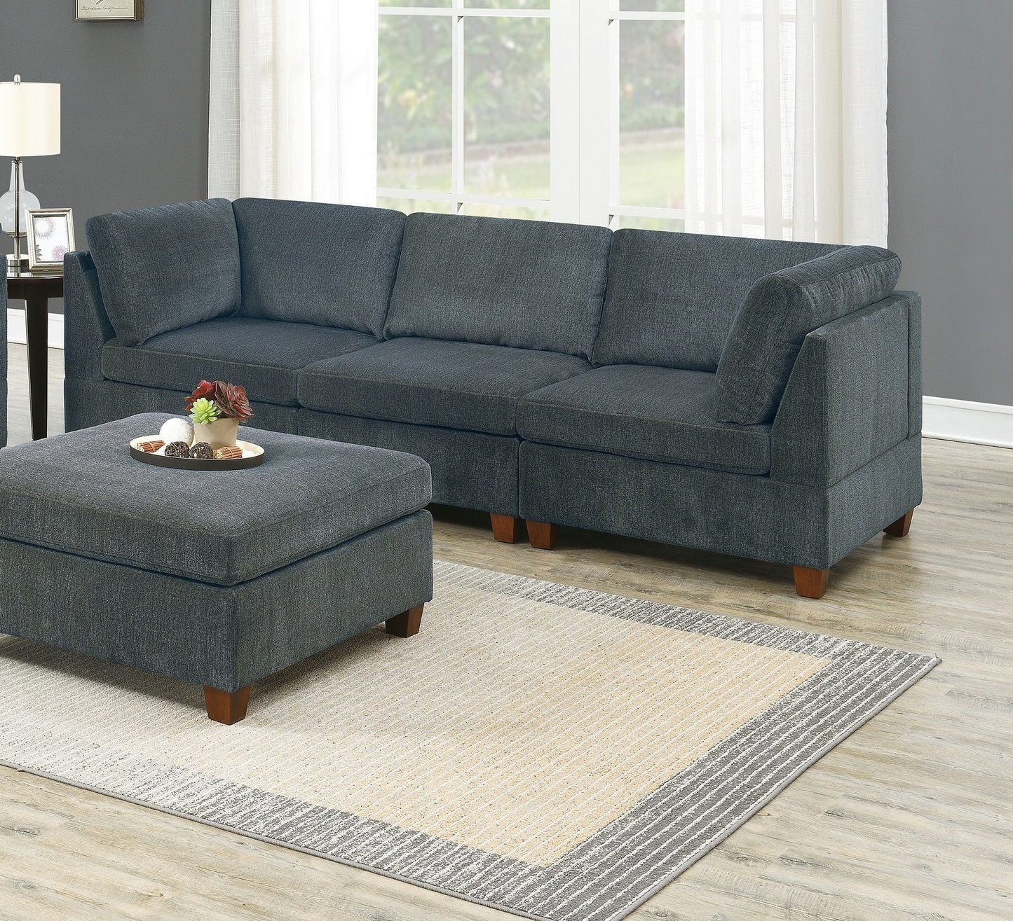 Living Room Furniture Grey Chenille Modular Sofa Set 6pc Set Sofa – photo 2 of 20