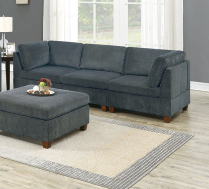 Living Room Furniture Grey Chenille Modular Sofa Set 6pc Set Sofa – photo 2 of 20