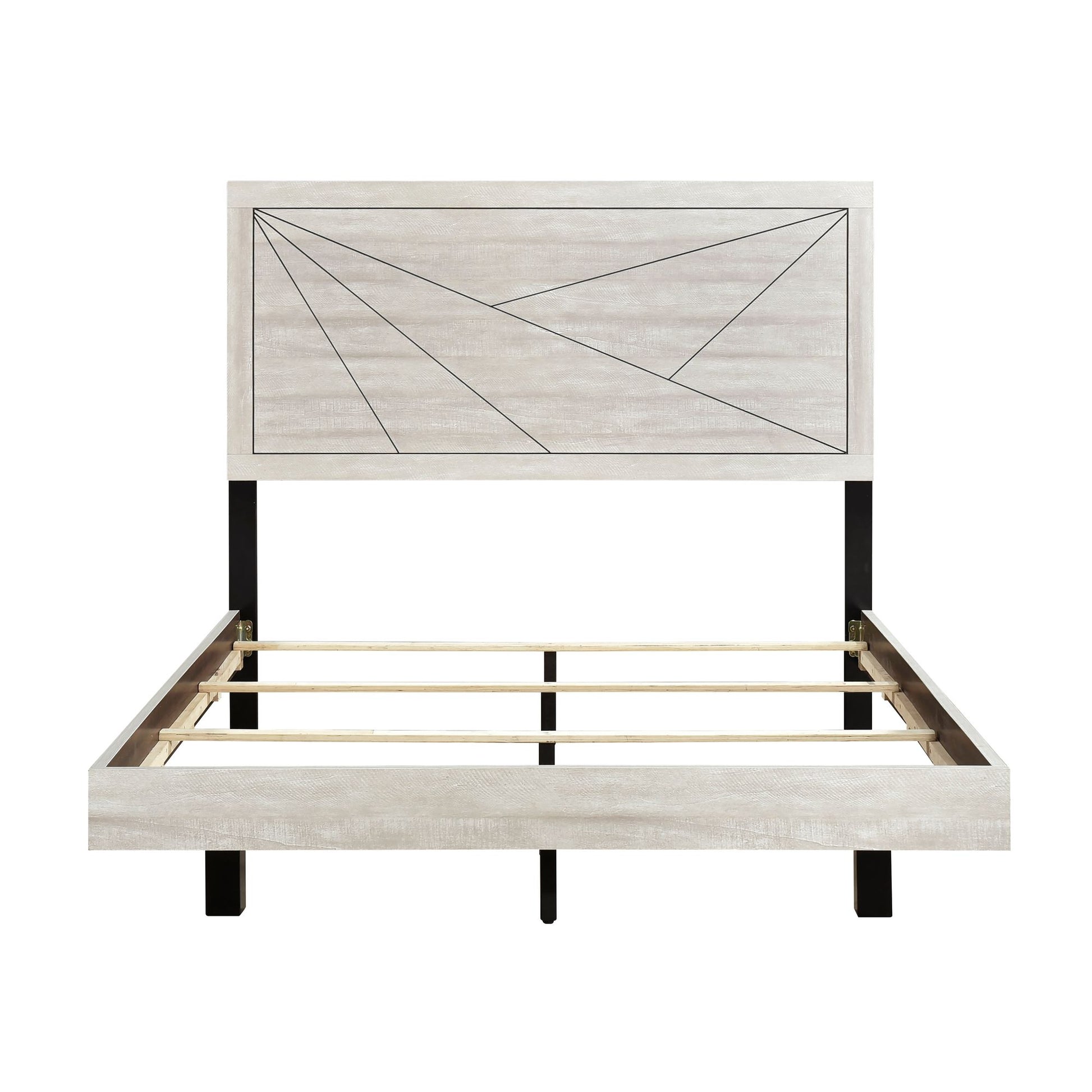 Contemporary Gray Oak Finish Queen Bed Durable Wooden Bedroom – photo 7 of 11