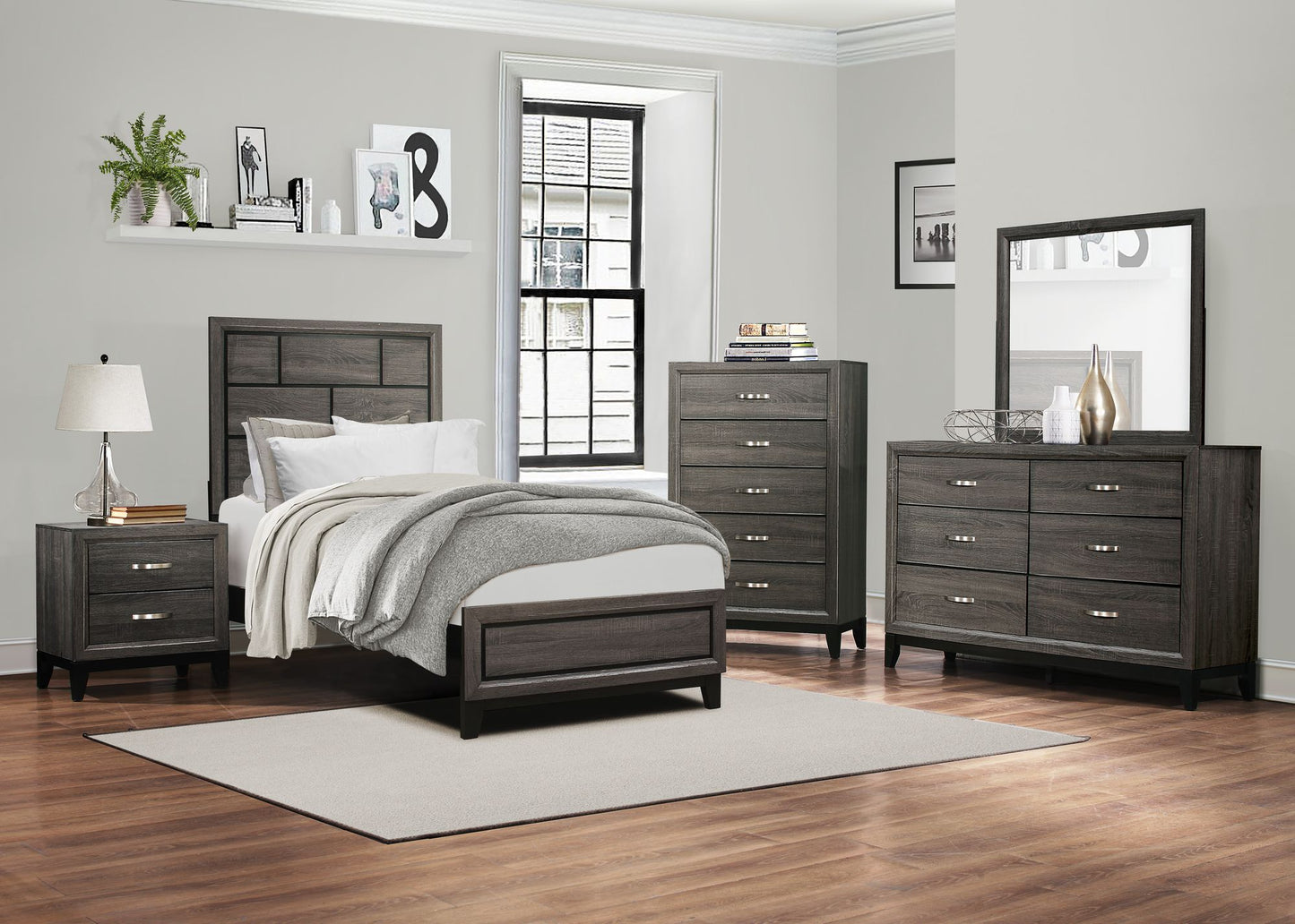 Contemporary Design 1pc 6-Drawers Dresser Gray Finish Polished – photo 7 of 7