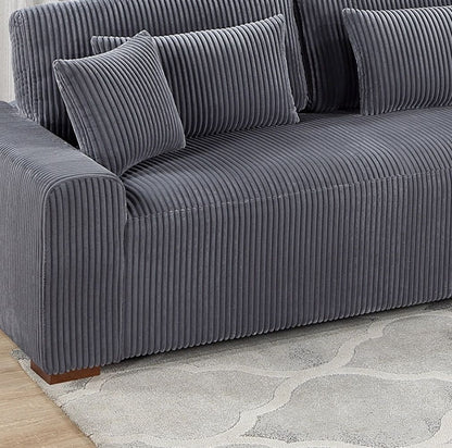Modern 2pc Sectional Set XL Plush Corduroy Fabric Dark Gray LAF Sofa – photo 5 of 8