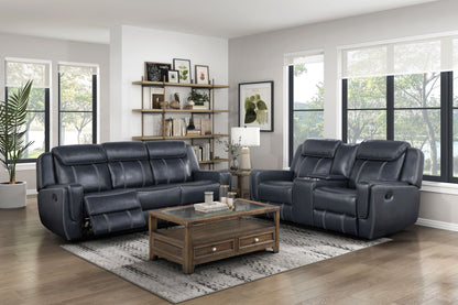 Modern Living Room Furniture 2pc Reclining Sofa Set Blue Breathable – photo 1 of 14