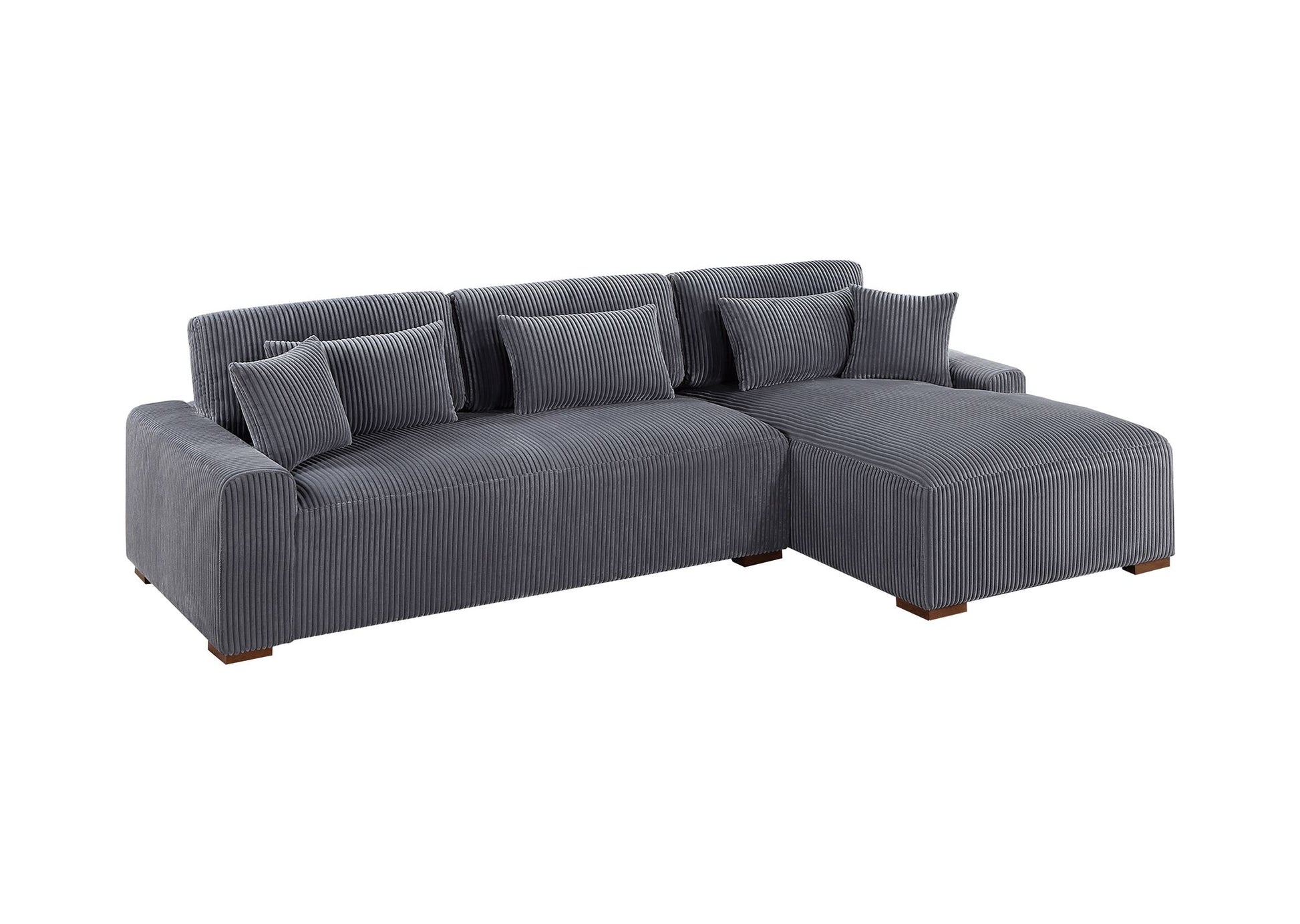 Modern 2pc Sectional Set XL Plush Corduroy Fabric Dark Gray LAF Sofa – photo 2 of 8