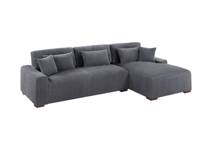 Modern 2pc Sectional Set XL Plush Corduroy Fabric Dark Gray LAF Sofa – photo 2 of 8