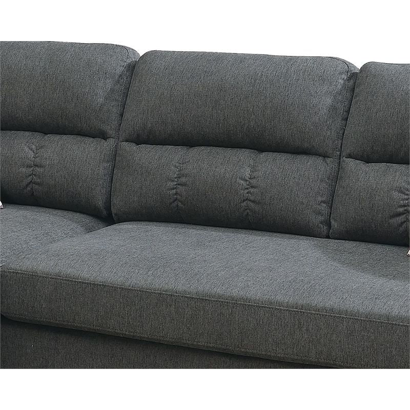 Slate Color Polyfiber Reversible Sectional Sofa Set Chaise Pillows – photo 13 of 18