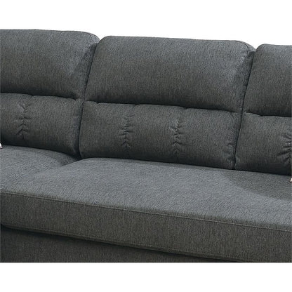 Slate Color Polyfiber Reversible Sectional Sofa Set Chaise Pillows – photo 13 of 18