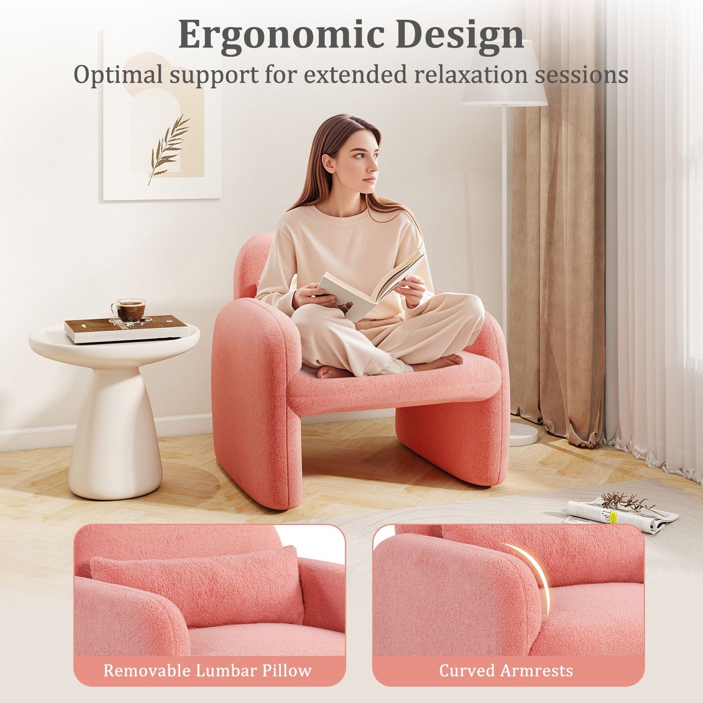 Modern Accent Chair with Waist Pillow and Armrests for Living Room – photo 26 of 27