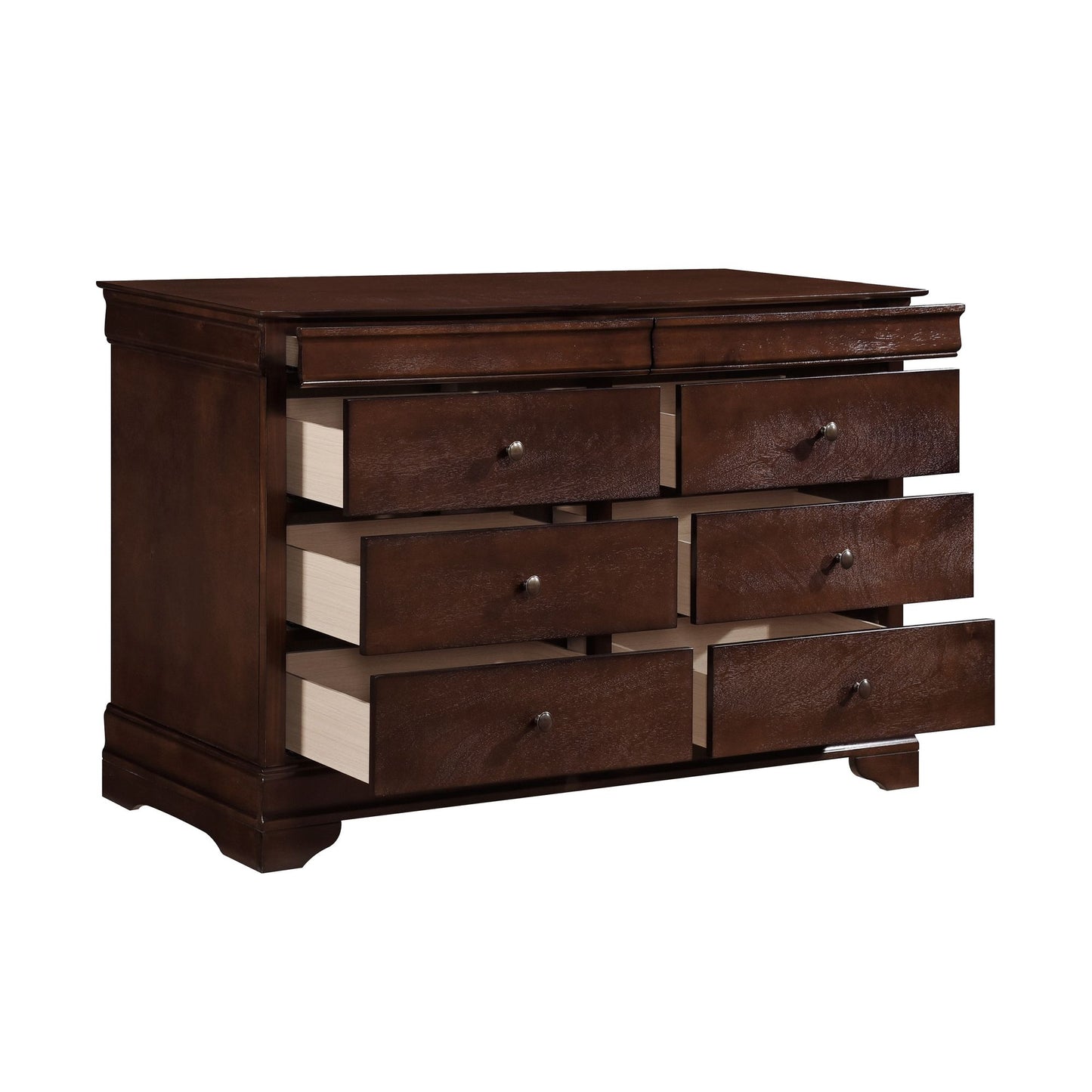 Brown Cherry Finish Louis Phillipe Style Bedroom Furniture – photo 4 of 7
