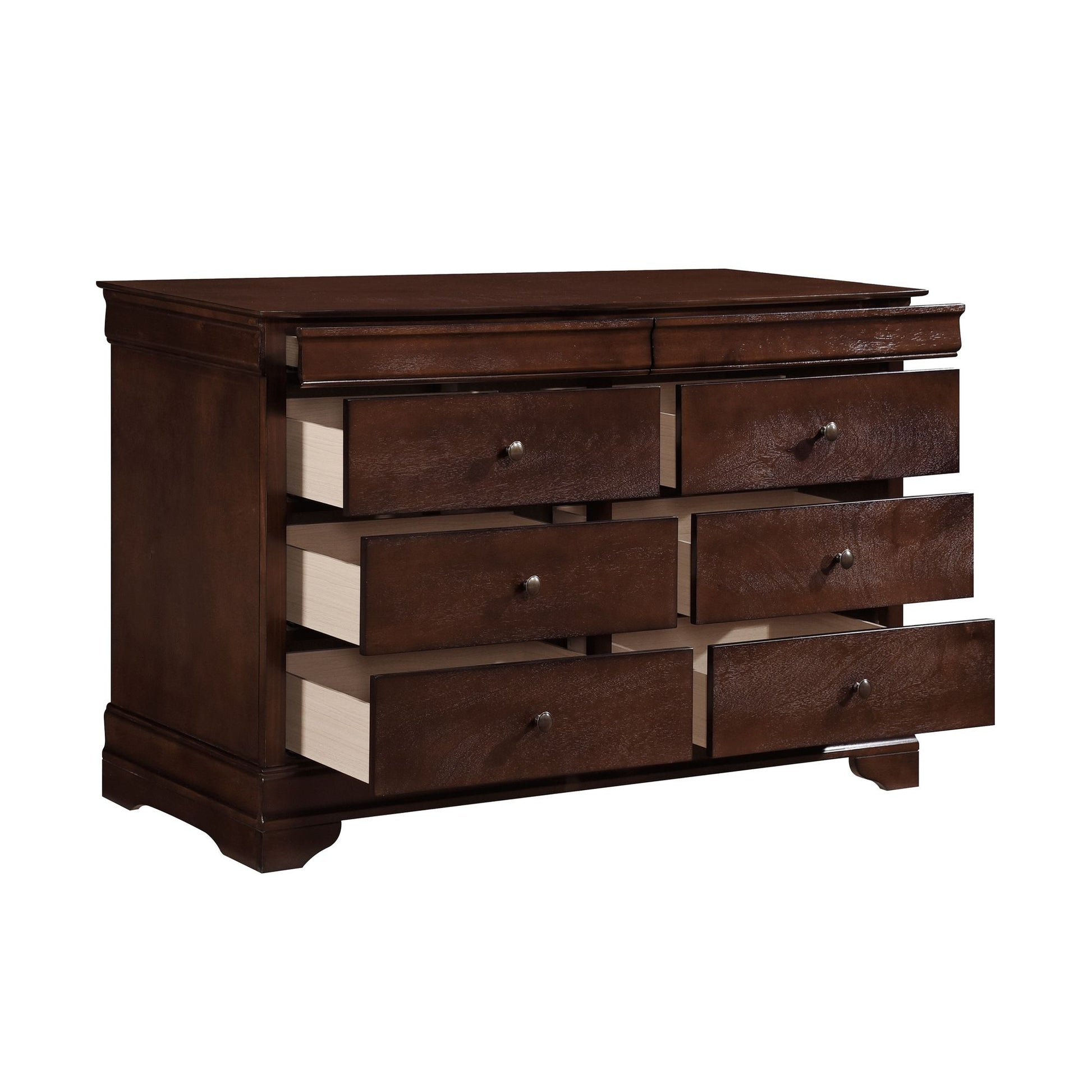 Brown Cherry Finish Louis Phillipe Style Bedroom Furniture – photo 4 of 7