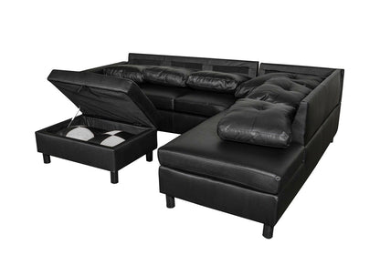 3 PC Sectional Sofa Set, (Black) Faux Leather left-Facing Sofa – photo 7 of 8