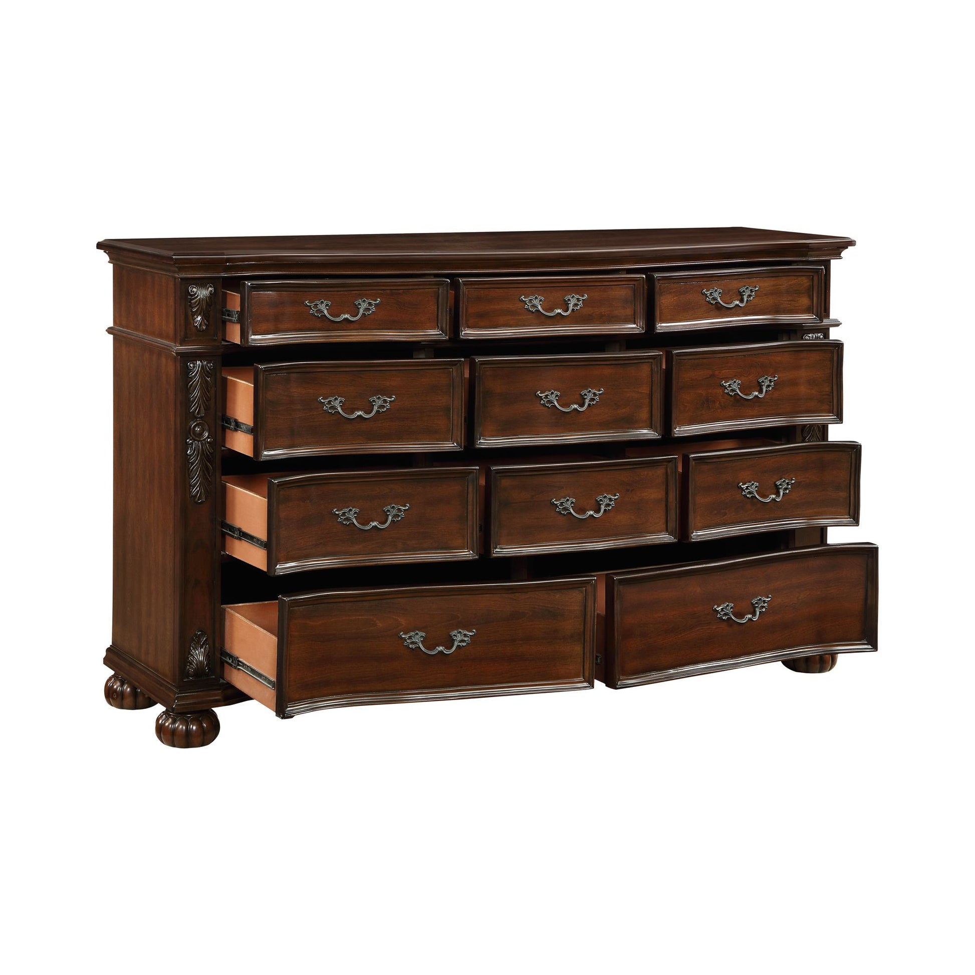 Classic Traditional 1pc Dresser of 11 Drawers Cherry Finish Formal – photo 3 of 6