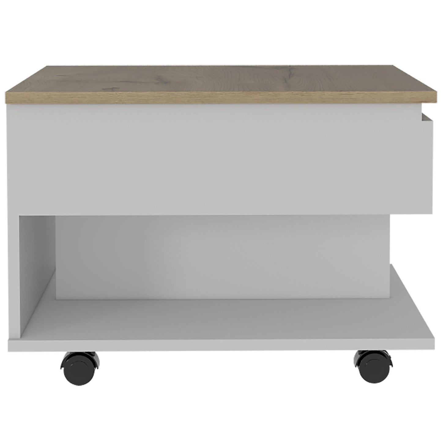 White and Light Oak 1-Drawer 1-Shelf Lift Top Coffee Table – photo 5 of 7