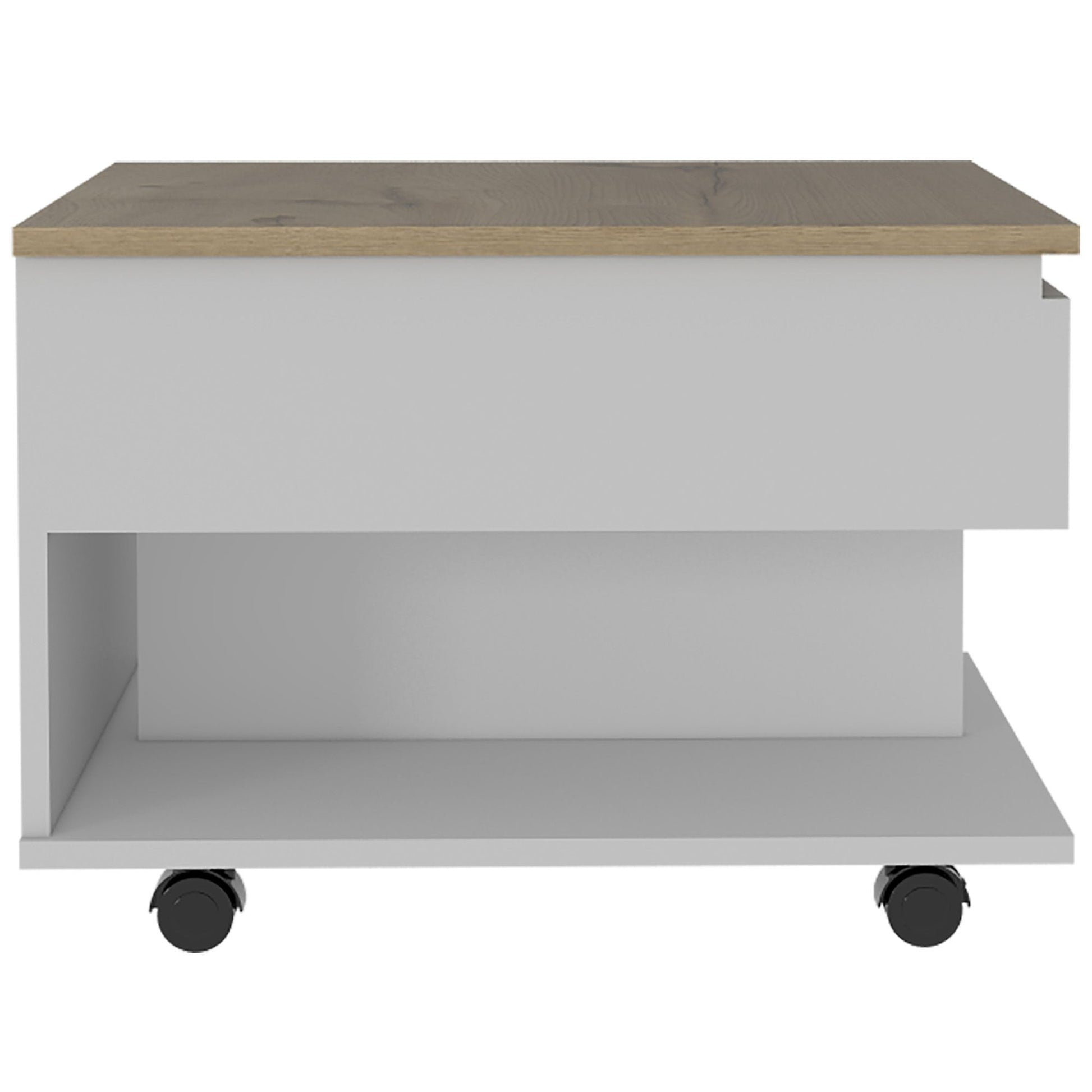 White and Light Oak 1-Drawer 1-Shelf Lift Top Coffee Table – photo 5 of 7