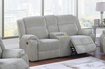 Motion Sofa Loveseat w Console And Recliner Chair Ash Color Fur Like – photo 14 of 20
