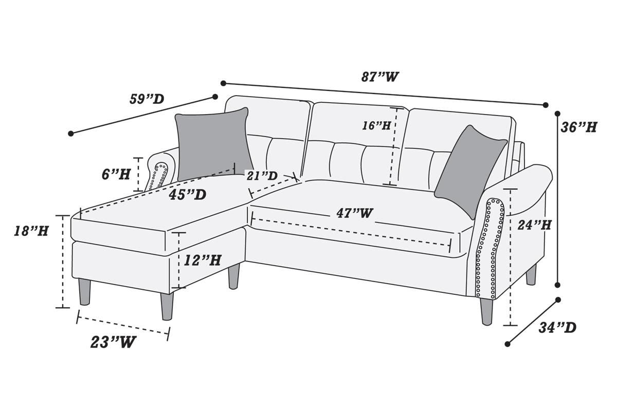 Slate Color Polyfiber Reversible Sectional Sofa Set Chaise Pillows – photo 9 of 18