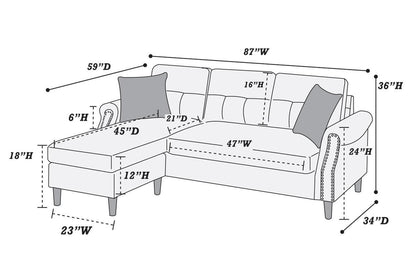 Slate Color Polyfiber Reversible Sectional Sofa Set Chaise Pillows – photo 9 of 18