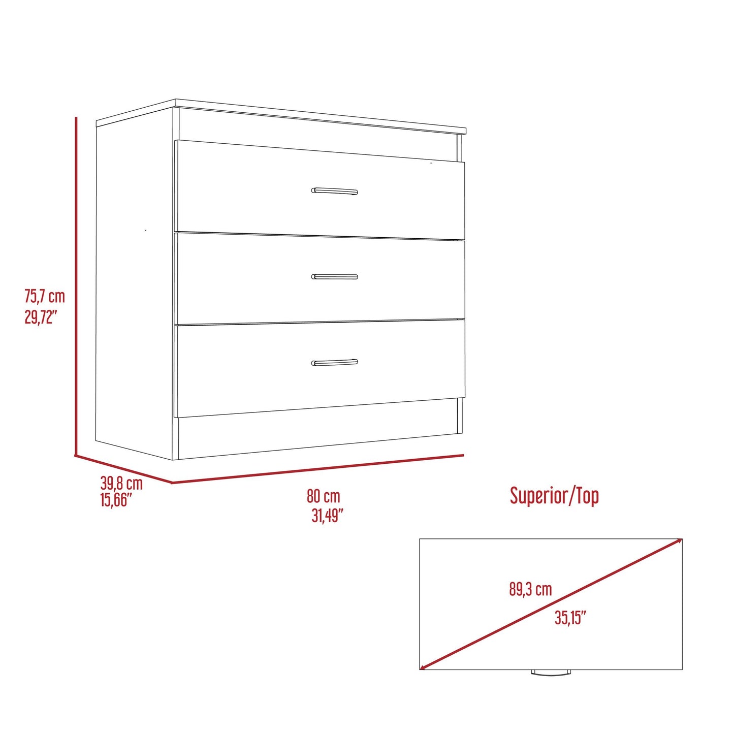 3-Drawer Dresser Wenge – photo 6 of 7