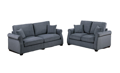 Classic Living Room 2pc Sofa Set Dark Gray Corduroy Sofa Loveseat – photo 2 of 10