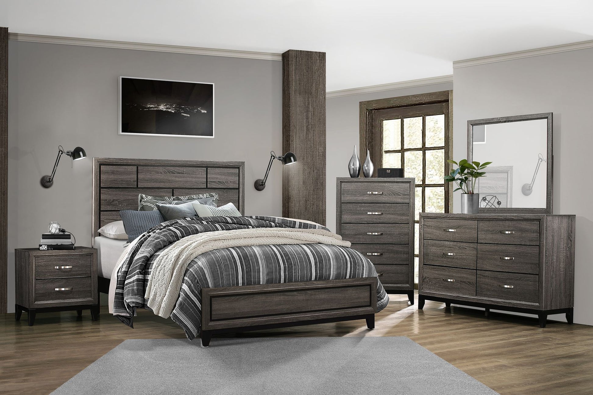 Modern Style Clean Line Design Gray Finish 1pc Queen Size Bed – photo 6 of 6