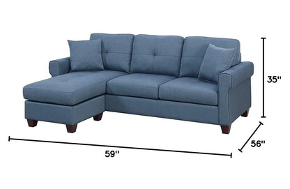 Blue Color Glossy Polyfiber Tufted Cushion Couch Sectional Sofa – photo 5 of 11
