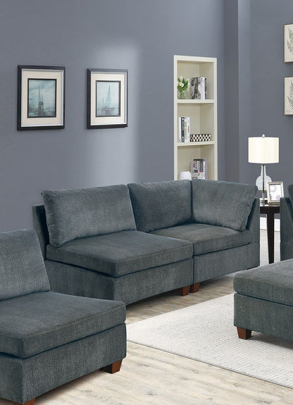 Living Room Furniture Gray Chenille Modular Sectional 7pc Set Modular – photo 3 of 18