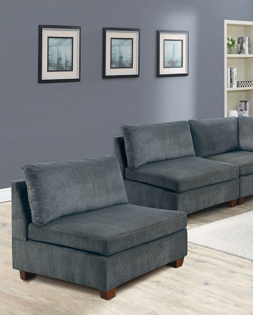 Living Room Furniture Gray Chenille Modular Sectional 7pc Set Modular – photo 4 of 18