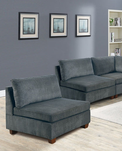 Living Room Furniture Gray Chenille Modular Sectional 7pc Set Modular – photo 4 of 18
