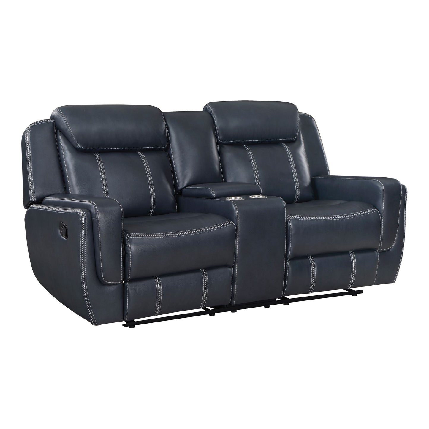Modern Living Room Furniture 2pc Reclining Sofa Set Blue Breathable – photo 9 of 14